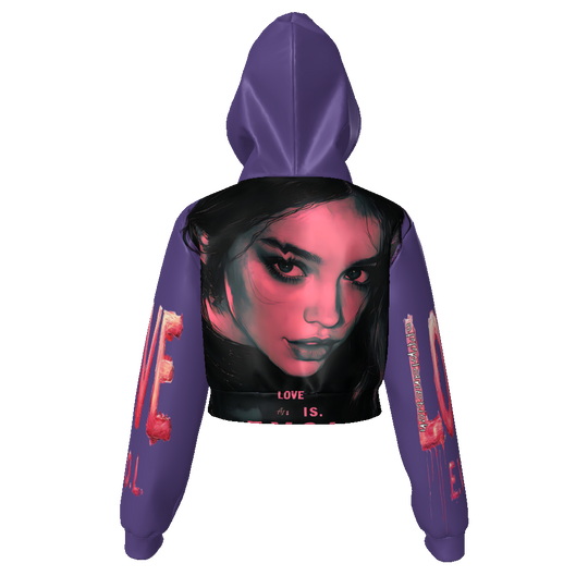 FROM “THE HOUSE OF OFFPLANETISH “ THE E.V.O.L. COLLECTION All-Over Print Women's Zip Up Crop Hoodie