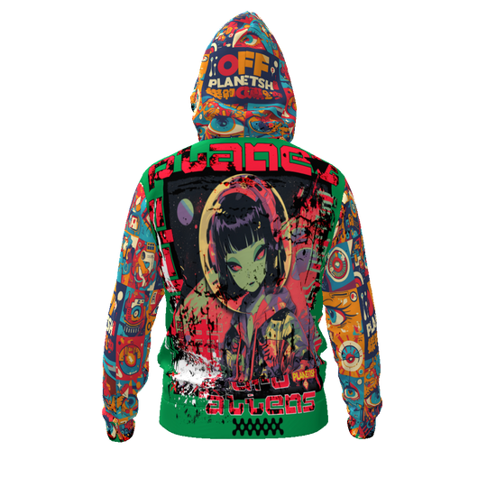 FROM "THE HOUSE OF OFFPLANETISH" THE ALIEN ART COLLECTION All-Over Print Men's Zip Hoodie