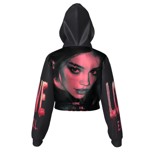 FROM “THE HOUSE OF OFFPLANETISH “ THE E.V.O.L. COLLECTION All-Over Print Women's Zip Up Crop Hoodie