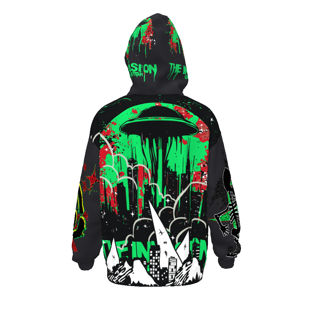 FROM “THE HOUSE OF OFFPLANETISH “ THE INVASION Streetwear All-Over Print Unisex Drop Shoulder Oversized Hoodie