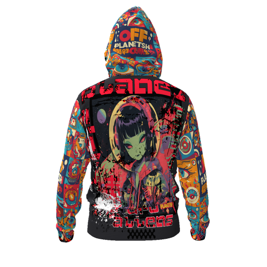 FROM "THE HOUSE OF OFFPLANETISH" THE ALIEN ART COLLECTION All-Over Print Men's Zip Hoodie