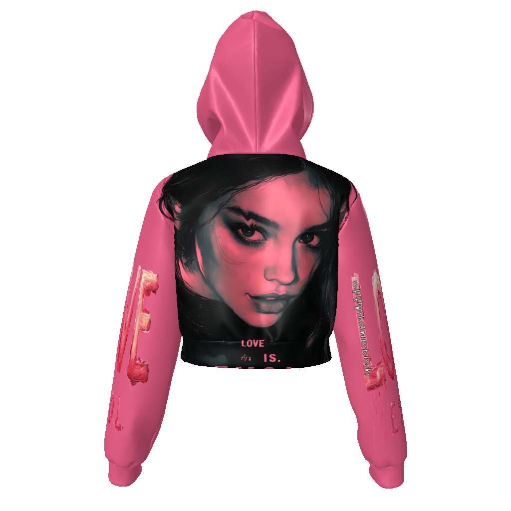 FROM “THE HOUSE OF OFFPLANETISH “ THE E.V.O.L. COLLECTION All-Over Print Women's Zip Up Crop Hoodie