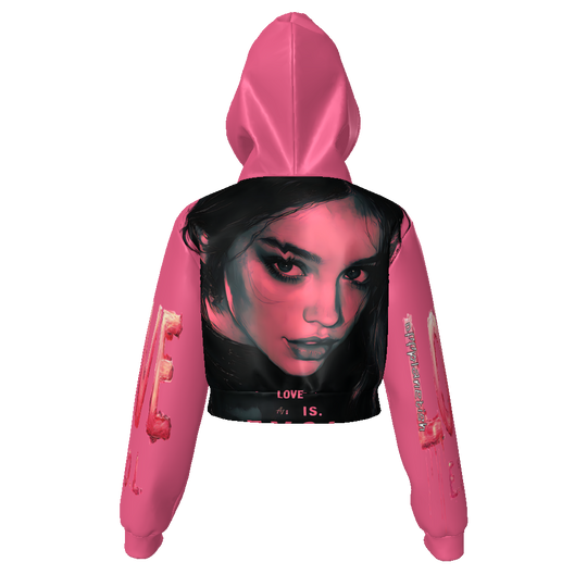 FROM “THE HOUSE OF OFFPLANETISH “ THE E.V.O.L. COLLECTION All-Over Print Women's Zip Up Crop Hoodie