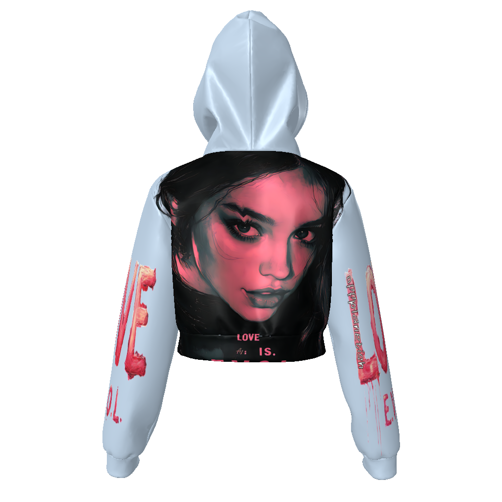 FROM “THE HOUSE OF OFFPLANETISH “ THE E.V.O.L. COLLECTION All-Over Print Women's Zip Up Crop Hoodie