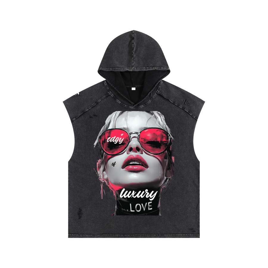E.V.O.L. Snow Washed Boxy Hooded Tank Top