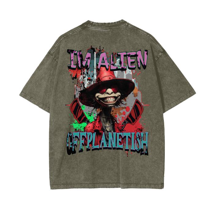 FROM "THE HOUSE OF OFFPLANETISH" IM ALIEN COLLECTION Acid Wash Oversize T-Shirt - 250 GSM