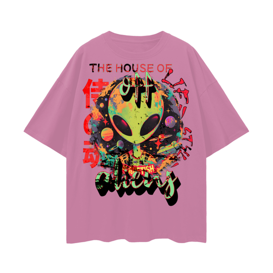 FROM "THE HOUSE OF OFFPLANETISH" THE ALIEN ART COLLECTION Oversize Deep Drop Shoulder Tee - 190 GSM