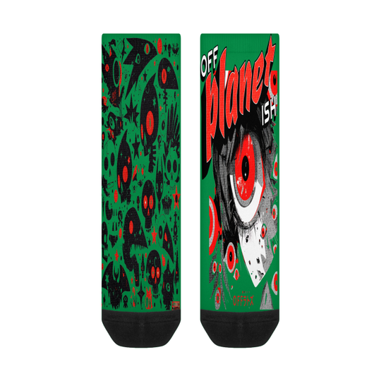 FROM "THE HOUSE OF OFFPLANETISH" THE ALIEN ART COLLECTION All-Over Print Color Matching Crew Socks