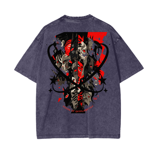 FROM "THE HOUSE OF OFFPLANETISH" THE ALIEN ART COLLECTION Acid Wash Oversize T-Shirt - 250 GSM