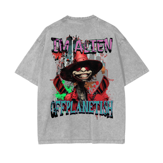 FROM "THE HOUSE OF OFFPLANETISH" IM ALIEN COLLECTION Acid Wash Oversize T-Shirt - 250 GSM