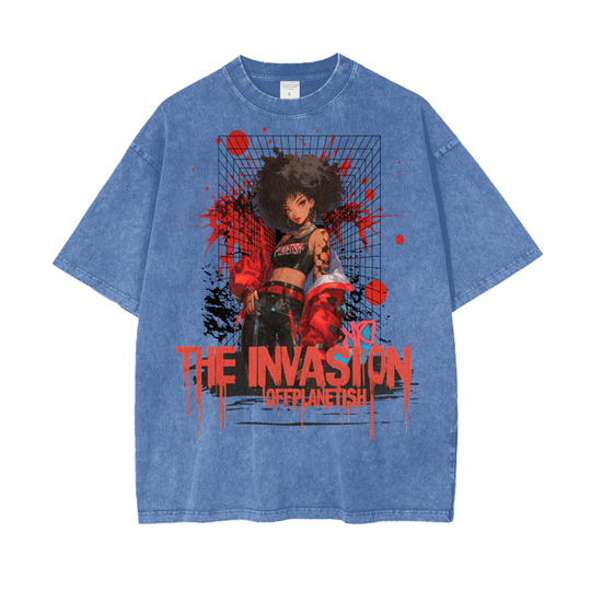 FROM”THE HOUSE OF OFFPLANETISH” THE INVASION 
Acid Wash Oversize T-Shirt - 250 GSM