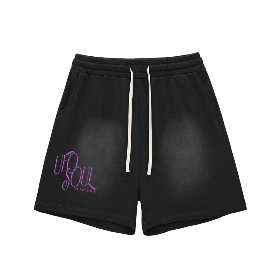 UFO Soul 5416 Classic Sun Fade Raw Edge Cotton Shorts