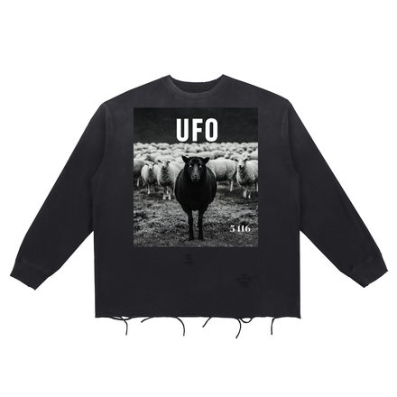 UFO 5416 Stand Out Snow Wash Raw Edge T-Shirt