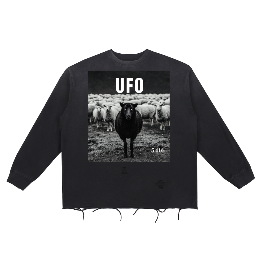 UFO 5416 Stand Out Snow Wash Raw Edge T-Shirt