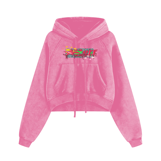 FROM "THE HOUSE OF OFFPLANETISH" REINCARNATION COLLECTION Cropped Zip-Through Hoodie #RU0075