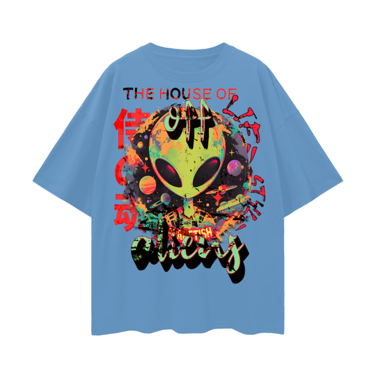 FROM "THE HOUSE OF OFFPLANETISH" THE ALIEN ART COLLECTION Oversize Deep Drop Shoulder Tee - 190 GSM