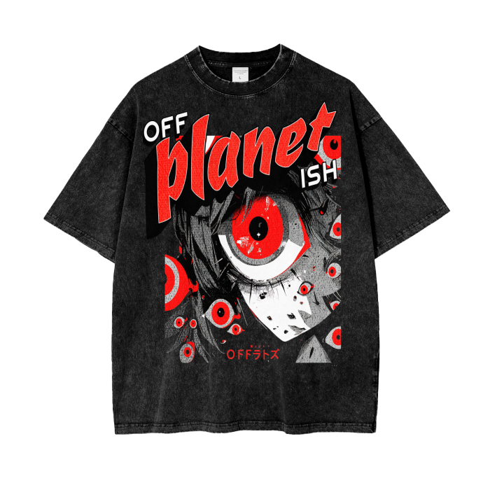 FROM "THE HOUSE OF OFFPLANETISH" THE ALIEN ART COLLECTION Acid Wash Oversize T-Shirt - 250 GSM