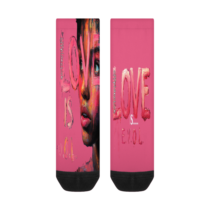 FROM "THE HOUSE OF OFFPLANETISH" E.V.O.L. Collection All-Over Print Color Matching Crew Socks