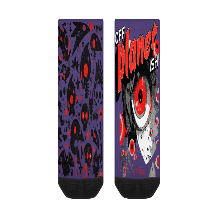 FROM "THE HOUSE OF OFFPLANETISH" THE ALIEN ART COLLECTION All-Over Print Color Matching Crew Socks