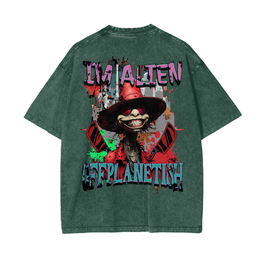 FROM "THE HOUSE OF OFFPLANETISH" IM ALIEN COLLECTION Acid Wash Oversize T-Shirt - 250 GSM