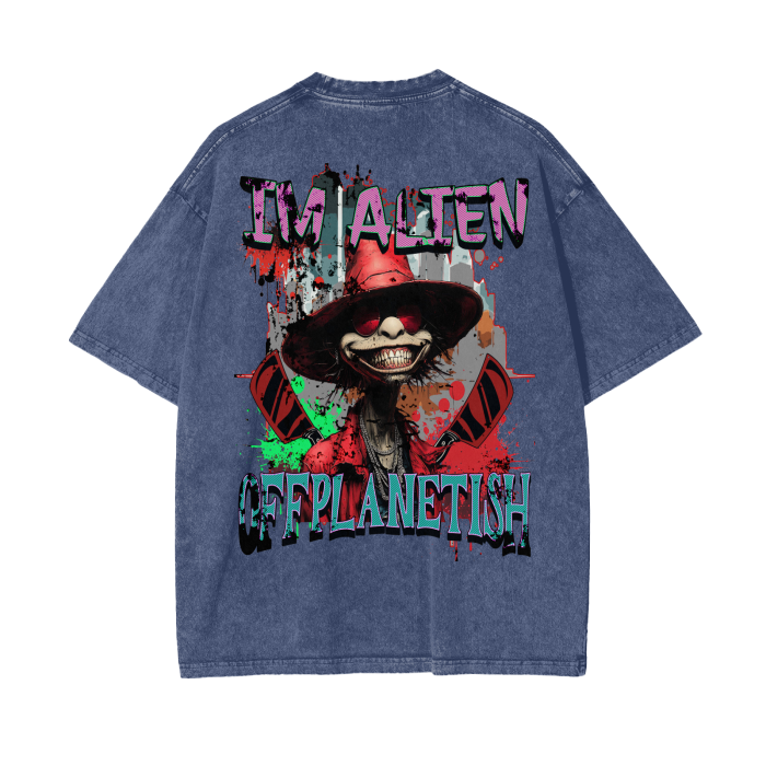 FROM "THE HOUSE OF OFFPLANETISH" IM ALIEN COLLECTION Acid Wash Oversize T-Shirt - 250 GSM