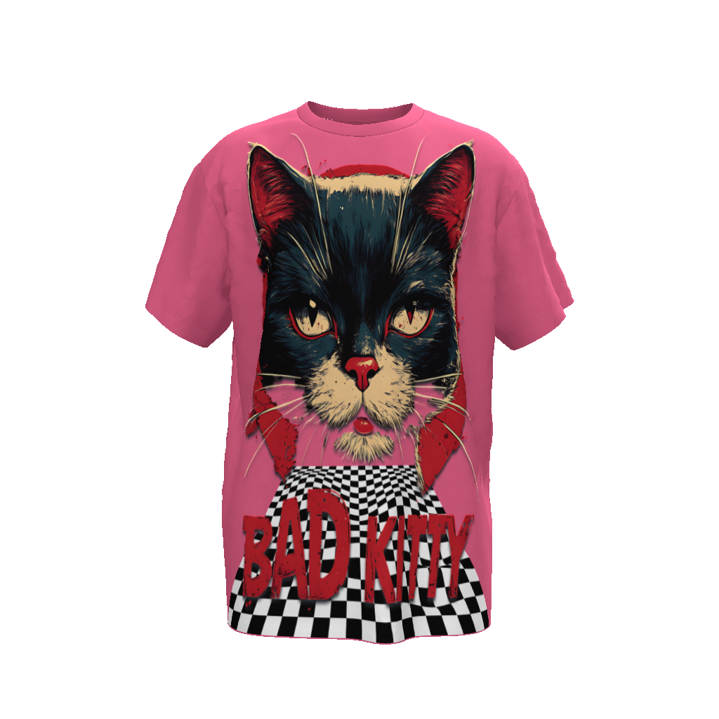 FROM "THE HOUSE OF OFFPLANETISH" BAD KITTY Streetwear  Unisex Oversized T-Shirt