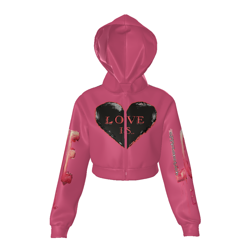 FROM “THE HOUSE OF OFFPLANETISH “ THE E.V.O.L. COLLECTION All-Over Print Women's Zip Up Crop Hoodie