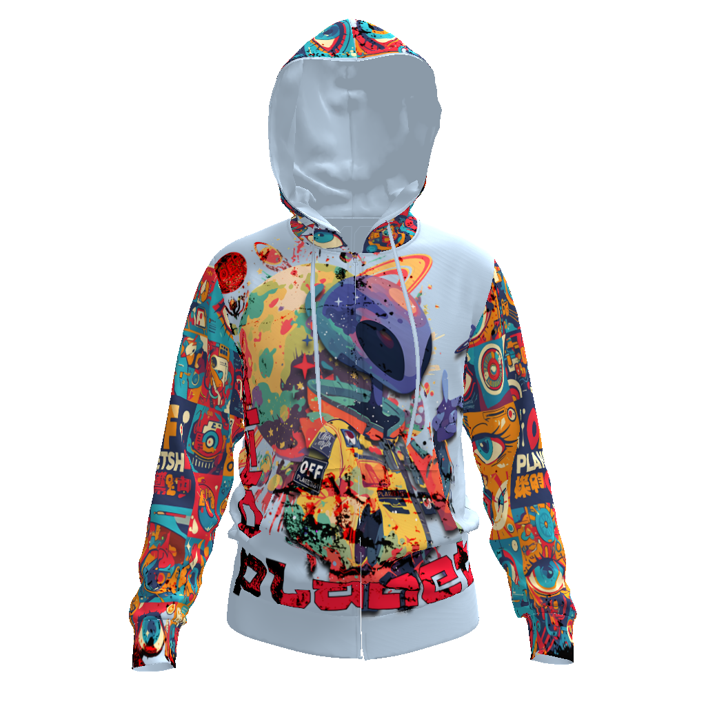 FROM "THE HOUSE OF OFFPLANETISH" THE ALIEN ART COLLECTION All-Over Print Men's Zip Hoodie