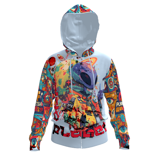 FROM "THE HOUSE OF OFFPLANETISH" THE ALIEN ART COLLECTION All-Over Print Men's Zip Hoodie