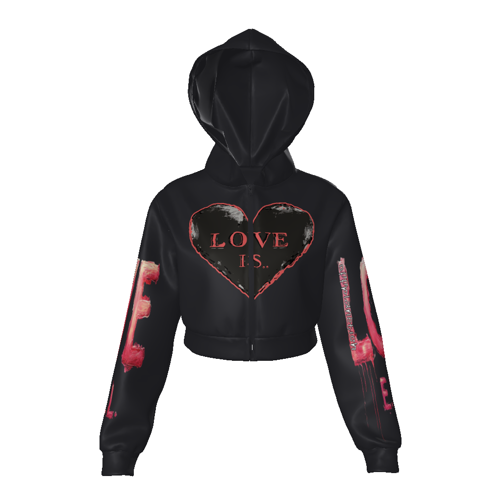 FROM “THE HOUSE OF OFFPLANETISH “ THE E.V.O.L. COLLECTION All-Over Print Women's Zip Up Crop Hoodie