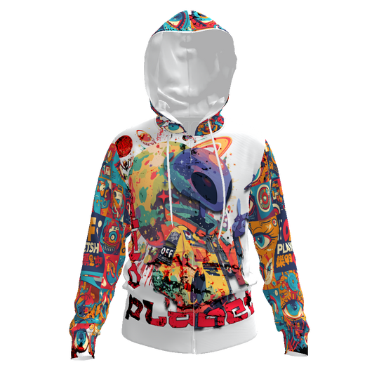 FROM "THE HOUSE OF OFFPLANETISH" THE ALIEN ART COLLECTION All-Over Print Men's Zip Hoodie