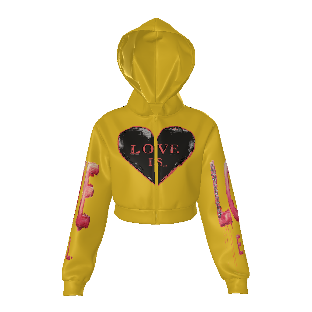 FROM “THE HOUSE OF OFFPLANETISH “ THE E.V.O.L. COLLECTION All-Over Print Women's Zip Up Crop Hoodie