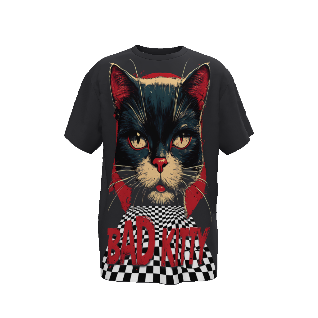 FROM "THE HOUSE OF OFFPLANETISH" BAD KITTY Streetwear  Unisex Oversized T-Shirt