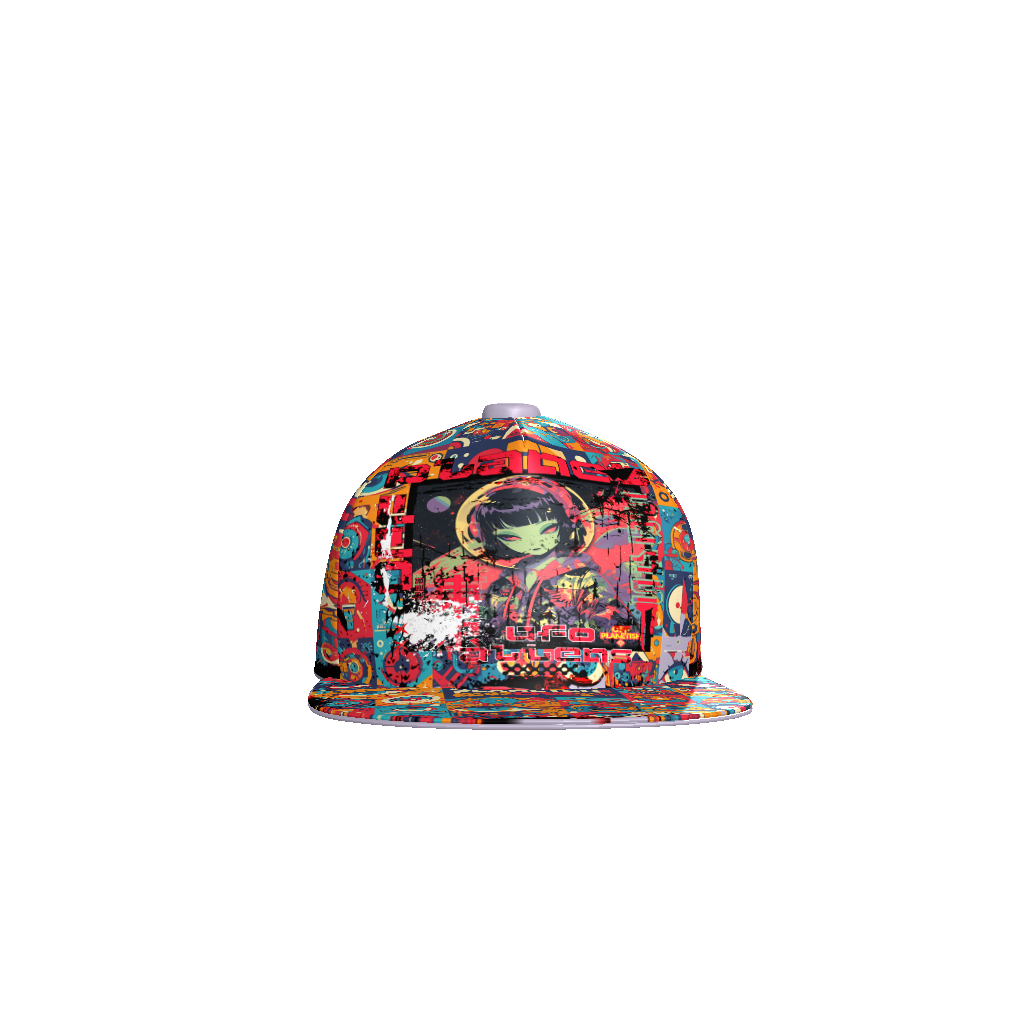 FROM "THE HOUSE OF OFFPLANETISH" ALIEN ART COLLECTION All-Over Print Flat Bill Cap