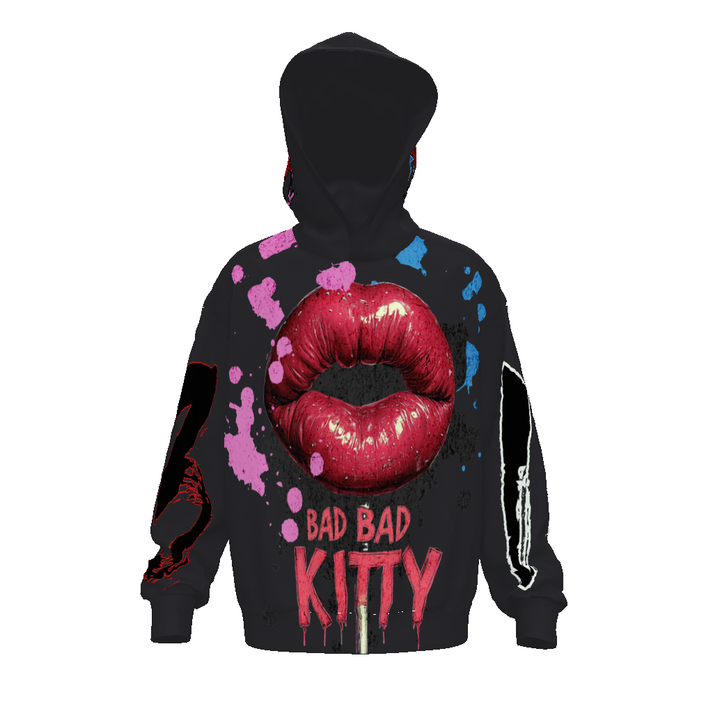 FROM "THE HOUSE OF OFFPLANETISH" BAD KITTY COLLECTION Streetwear  Drop Shoulder Oversized Hoodie