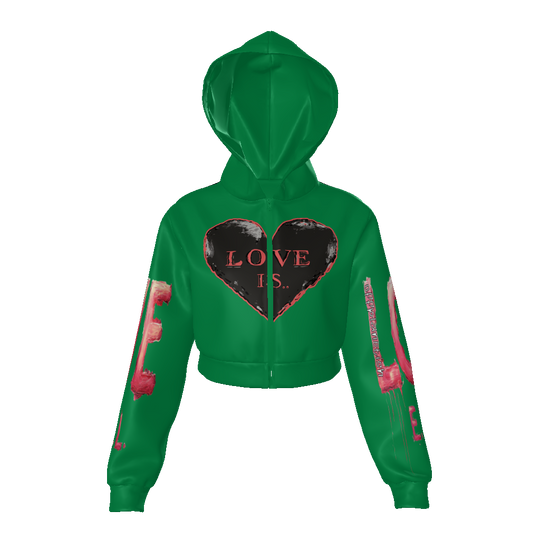 FROM “THE HOUSE OF OFFPLANETISH “ THE E.V.O.L. COLLECTION All-Over Print Women's Zip Up Crop Hoodie