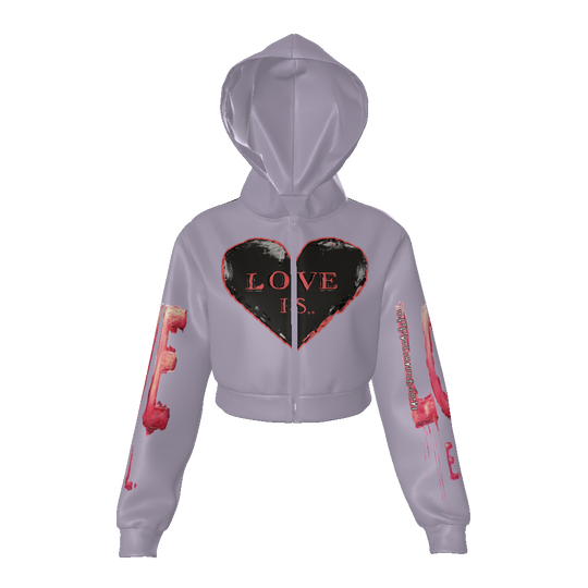 FROM “THE HOUSE OF OFFPLANETISH “ THE E.V.O.L. COLLECTION All-Over Print Women's Zip Up Crop Hoodie