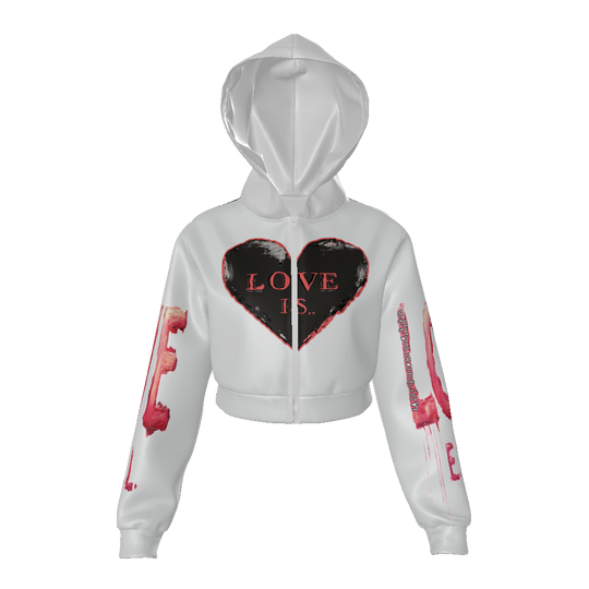 FROM “THE HOUSE OF OFFPLANETISH “ THE E.V.O.L. COLLECTION All-Over Print Women's Zip Up Crop Hoodie