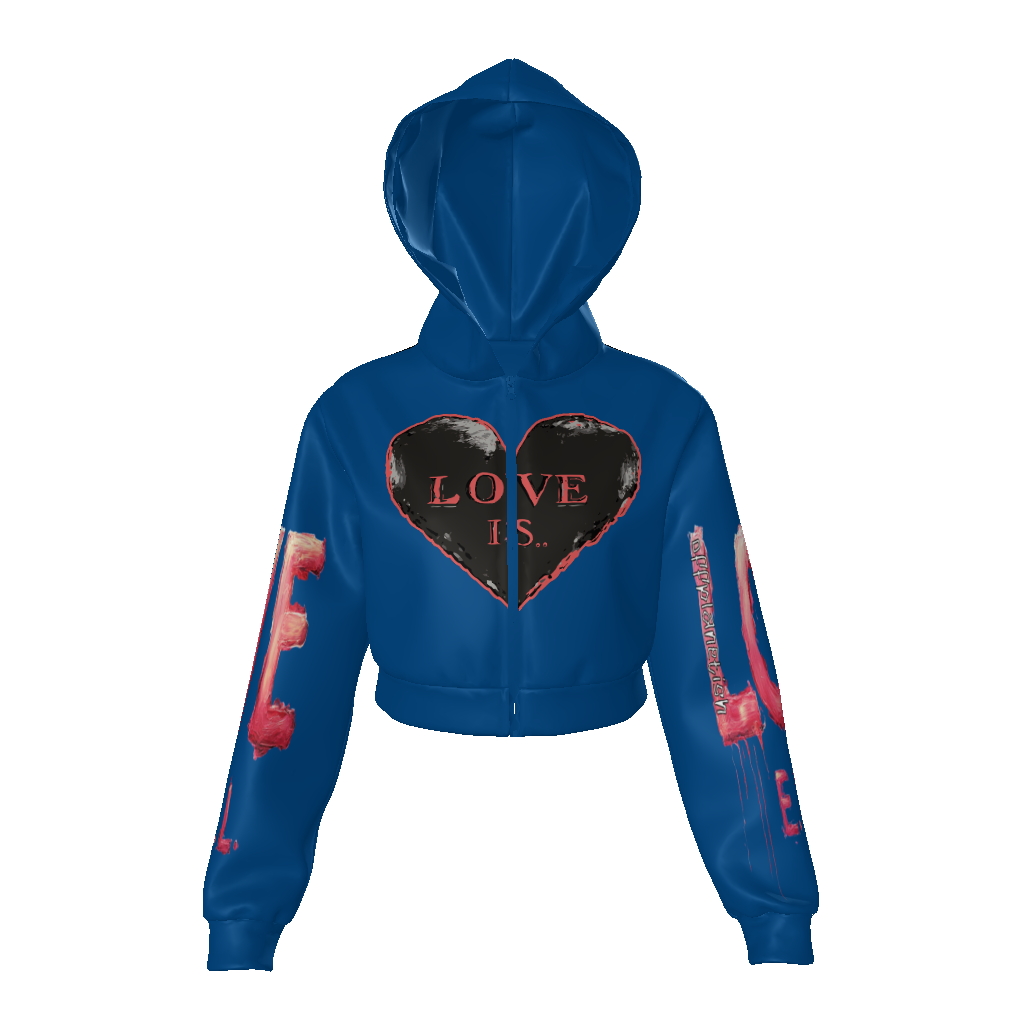 FROM “THE HOUSE OF OFFPLANETISH “ THE E.V.O.L. COLLECTION All-Over Print Women's Zip Up Crop Hoodie