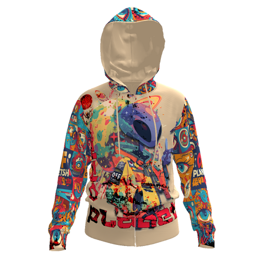 FROM "THE HOUSE OF OFFPLANETISH" THE ALIEN ART COLLECTION All-Over Print Men's Zip Hoodie