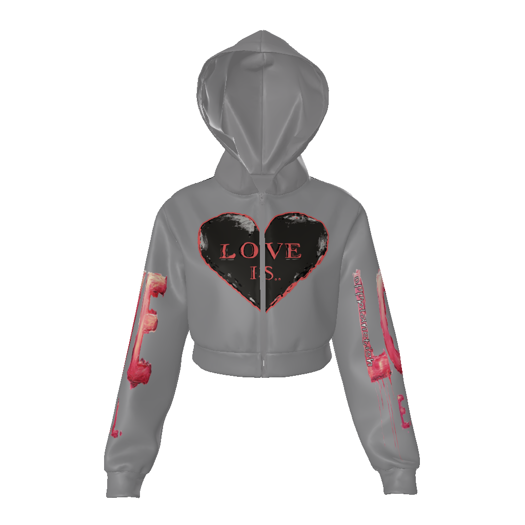 FROM “THE HOUSE OF OFFPLANETISH “ THE E.V.O.L. COLLECTION All-Over Print Women's Zip Up Crop Hoodie