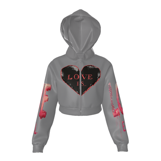 FROM “THE HOUSE OF OFFPLANETISH “ THE E.V.O.L. COLLECTION All-Over Print Women's Zip Up Crop Hoodie