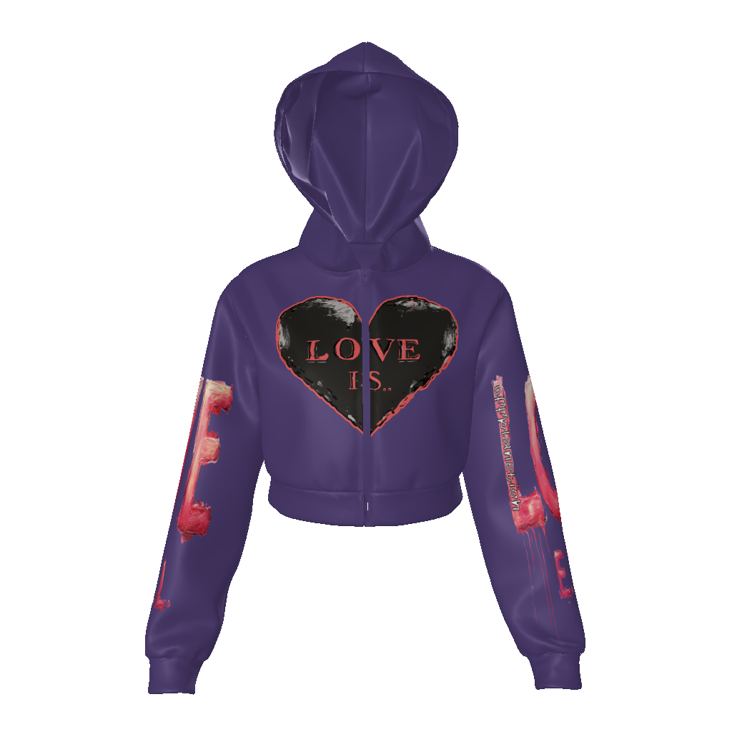 FROM “THE HOUSE OF OFFPLANETISH “ THE E.V.O.L. COLLECTION All-Over Print Women's Zip Up Crop Hoodie