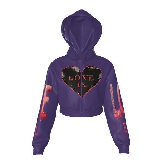 FROM “THE HOUSE OF OFFPLANETISH “ THE E.V.O.L. COLLECTION All-Over Print Women's Zip Up Crop Hoodie