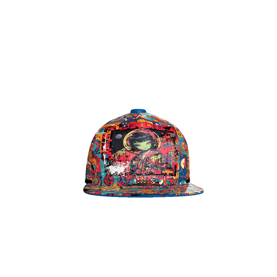 FROM "THE HOUSE OF OFFPLANETISH" ALIEN ART COLLECTION All-Over Print Flat Bill Cap