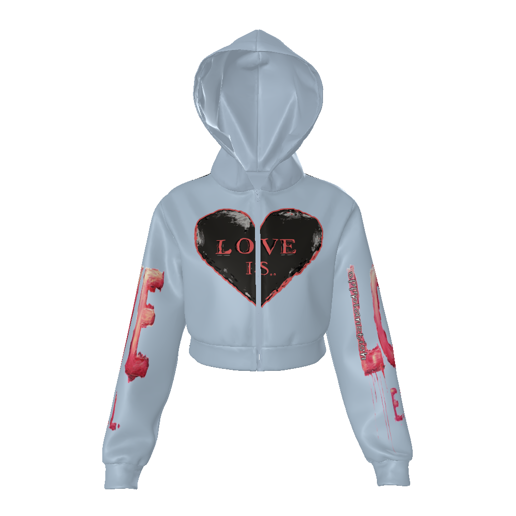 FROM “THE HOUSE OF OFFPLANETISH “ THE E.V.O.L. COLLECTION All-Over Print Women's Zip Up Crop Hoodie