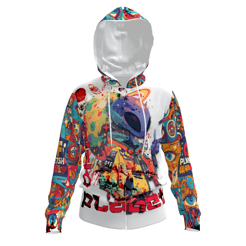 FROM "THE HOUSE OF OFFPLANETISH" THE ALIEN ART COLLECTION All-Over Print Men's Zip Hoodie